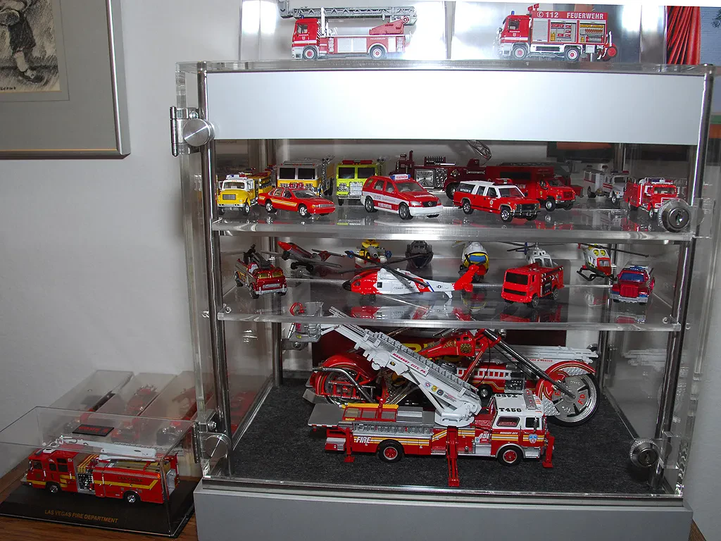Diecast airport fire engine collection display