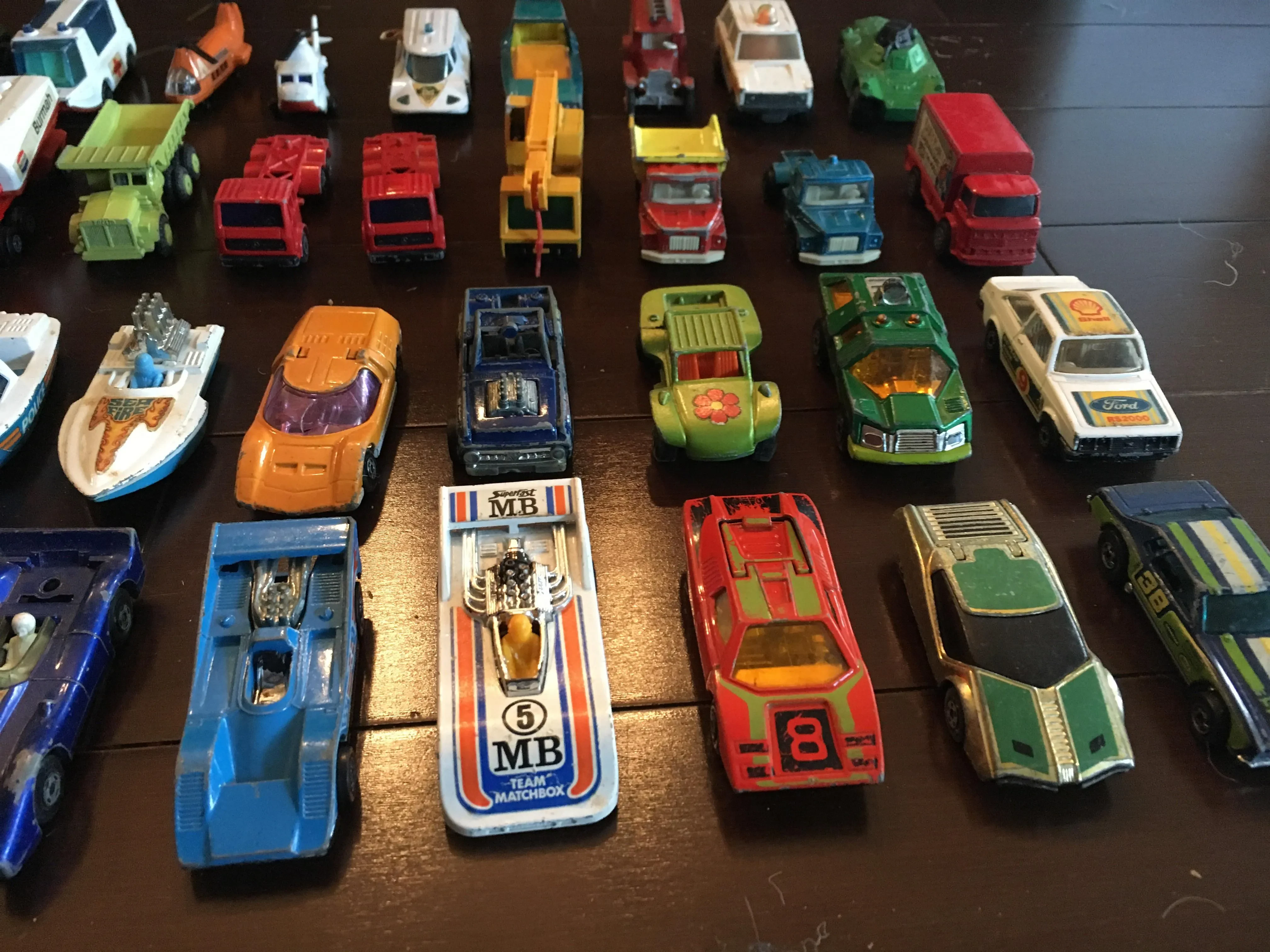 Vintage Matchbox cars display