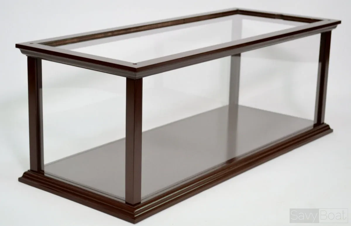 Diecast boat in a display case