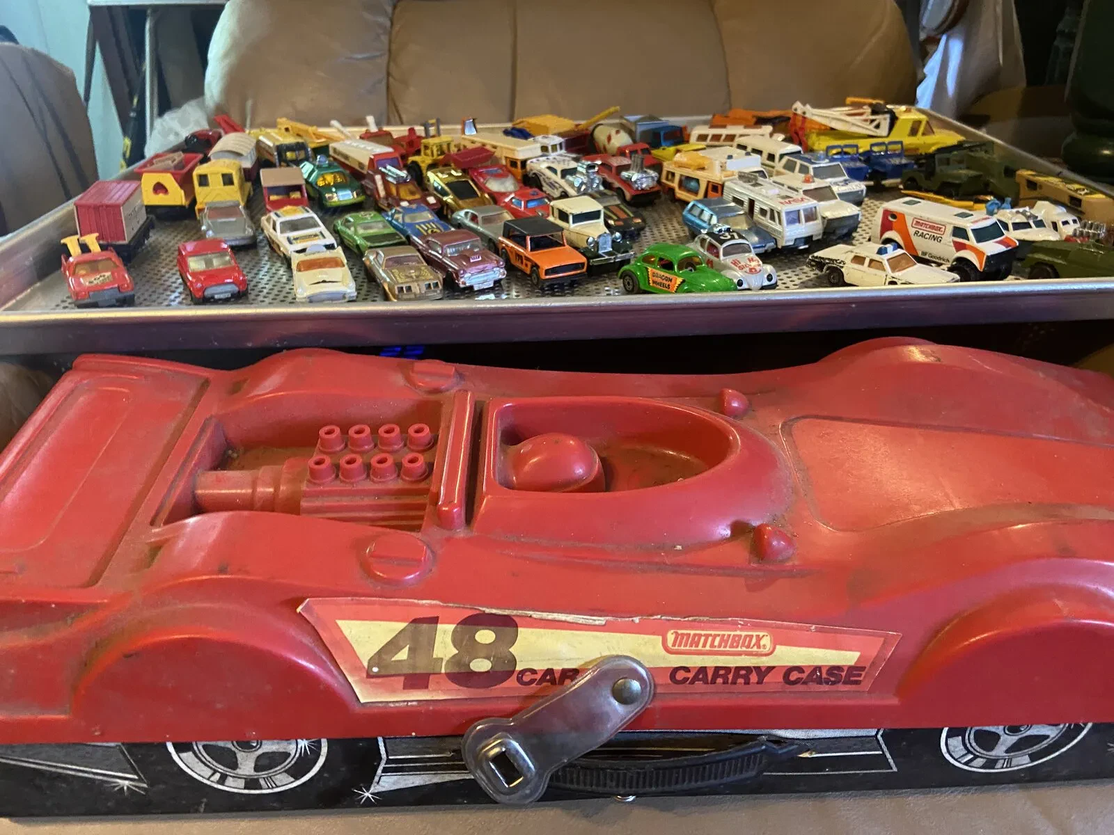 Close up of a vintage Matchbox car in its box